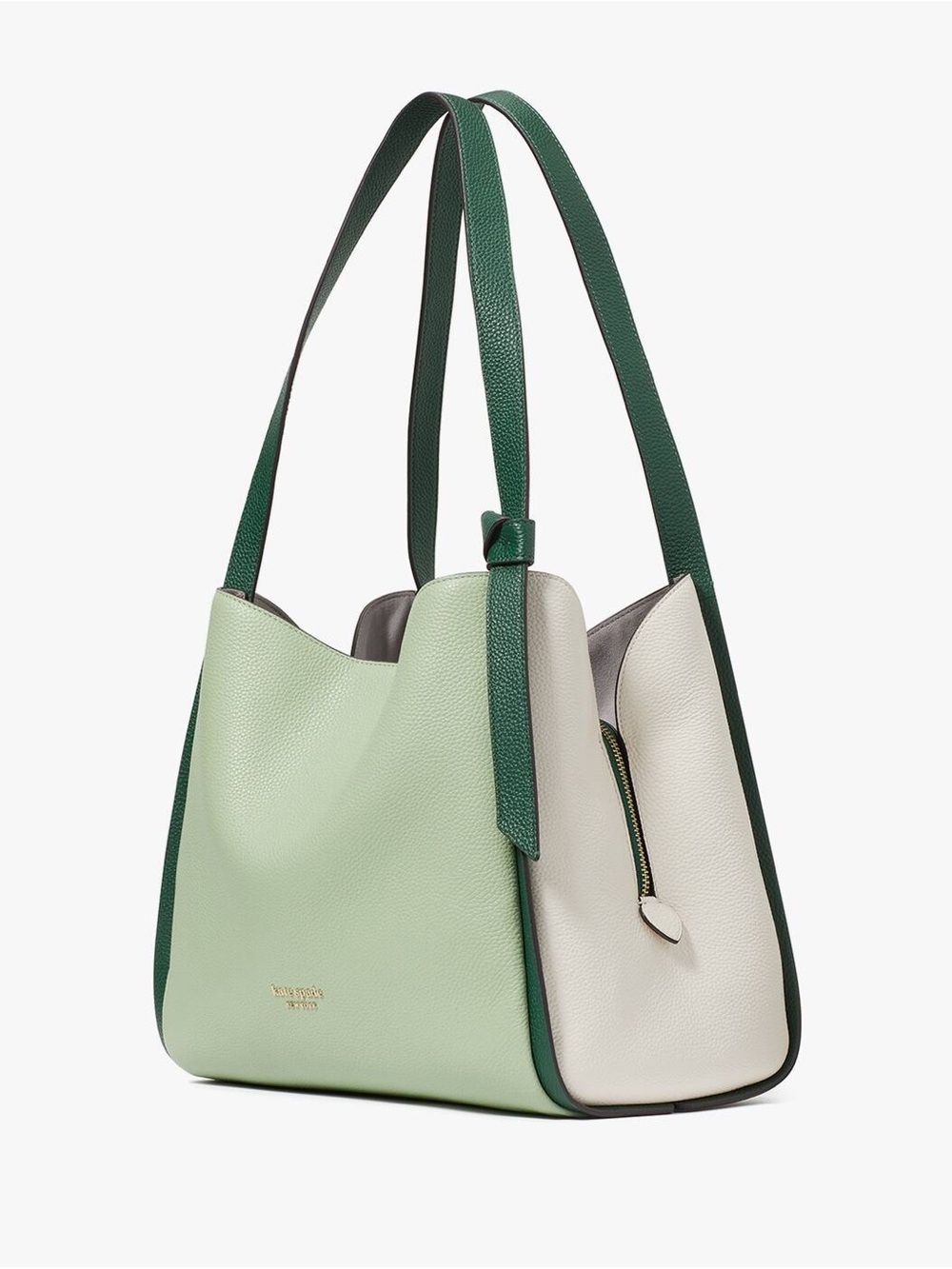 Kate Spade Two-Tone Pebbled Leather Shoulder Bag in Mint Green & Cream💚🤍